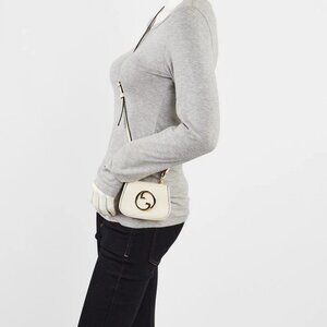 Gucci White Leather Blondie Card Holder Crossbody Bag